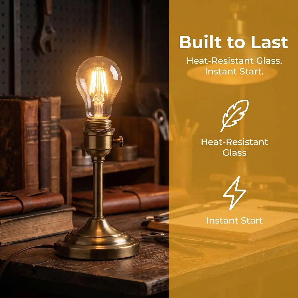 2 Pack E27 LED Filament Bulbs 220V A60 LED Light Bulbs CRI 80+ 360 Degree Beam Angle Filament Light Bulbs Outdoor