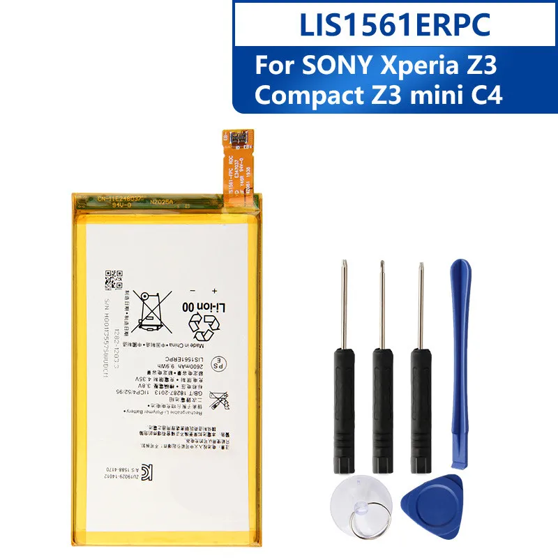 Replacement Phone Battery LIS1561ERPC For SONY Xperia Z3 Compact Z3 mini C4 M55W D5833 SO-02G Z3MINI Battery 2600mAh