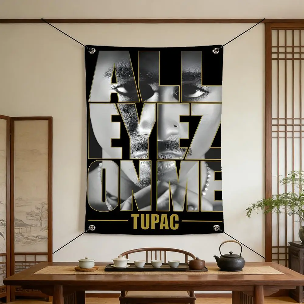 Music T-Tupac S-Shakur Flags Warm Home Flag 4 Grommets Wrinkle Free Indoor Outdoor