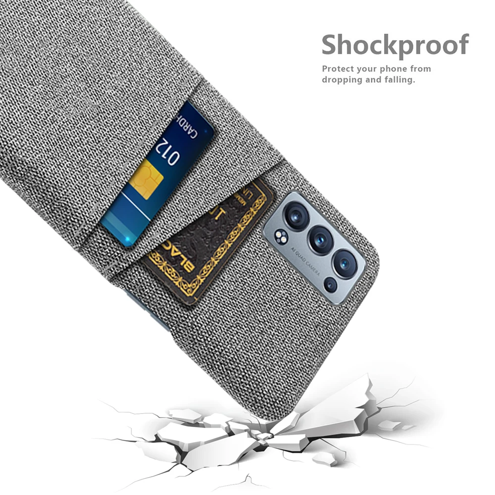 ل ممن لهم رينو 6 برو 5G CPH2249 Coque Reno6 برو Funda ل ممن لهم رينو 6 برو 5G CPH2247 حافظة مزدوجة بطاقة قماش نسيج غطاء فاخر