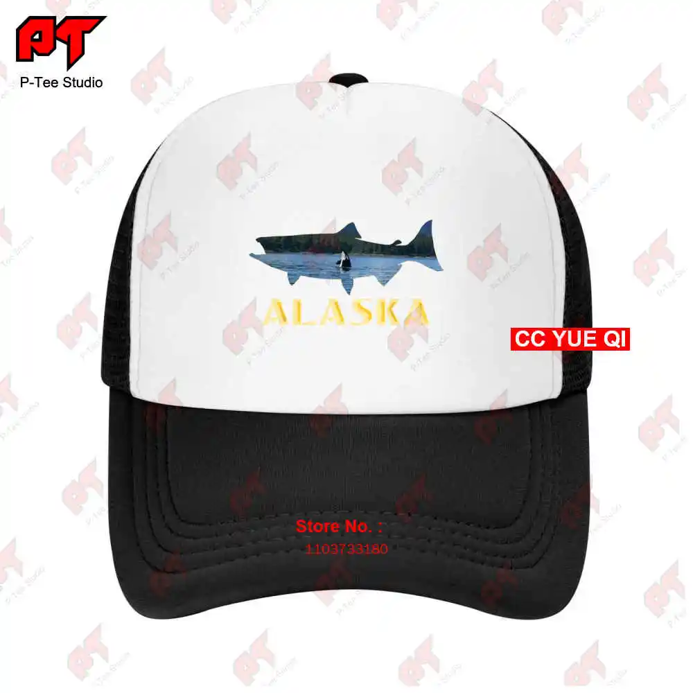 Alaska King Salmon Fishing Vacation Fisherman Orca Whale Baseball Caps Truck Cap FOWT