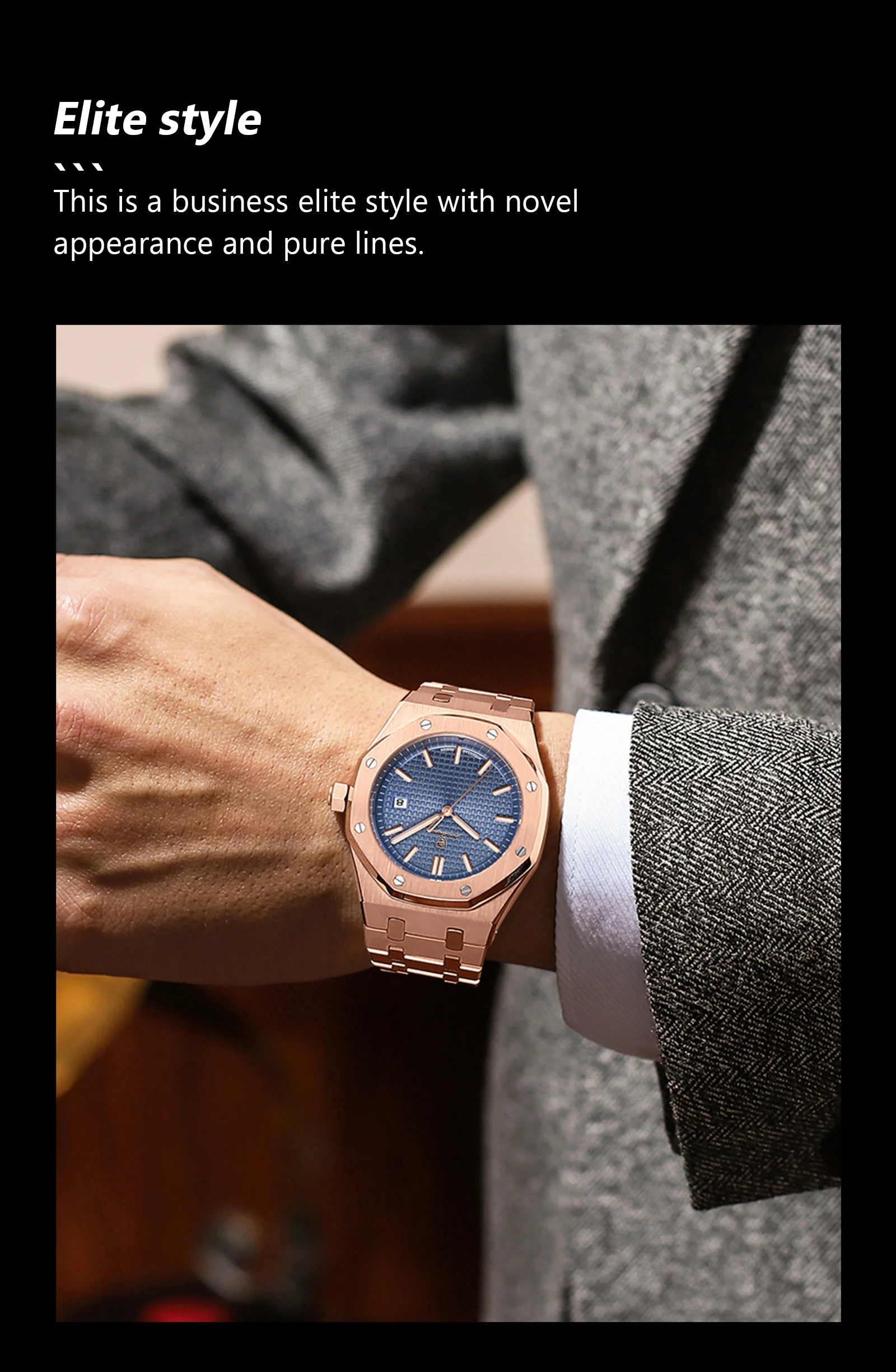 POEDAGAR Luxus Business Mann Armbanduhr Wasserdicht Leucht Datum Männer Uhr Edelstahl Mode Quarz Uhren Für Männer Reloj – Detail 5
