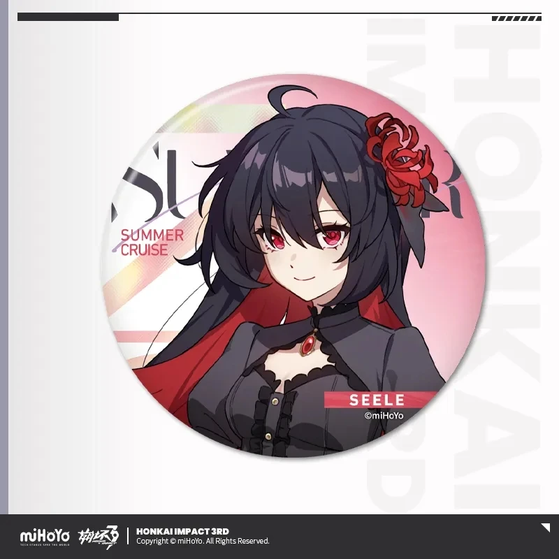MiHoYo Game Officiële Honkai Impact 3rd Leisure Zomer Serie Blik Badge Seele Raiden Mei Elysia Anime Broche Halloween Geschenken