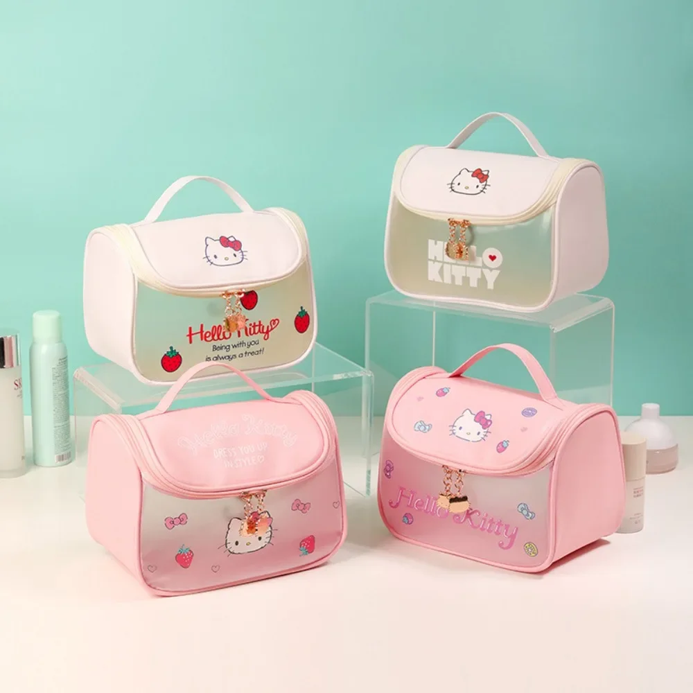 

Sanrio Hello Kitty Makeup Bag Cartoon Large Capacity Transparent Portable Accessories Storage Bag Portable Travel Storage Bag