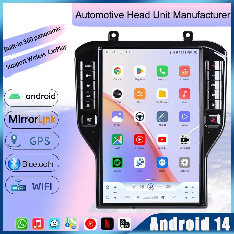 

14.5 inch Android 14 Car GPS Navigation For Ford Mustang 2015-2021 Vertical Screen Radio Stereo Carplay Multimedia Player 4G