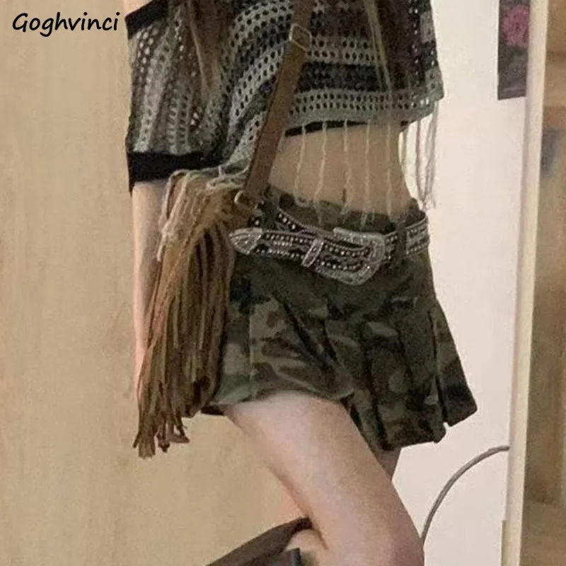 

Cool Skirts for Women Mini Hot Girls Clothing Summer Streetwear Camouflage Pattern Young Chic College All-match Casual A-line