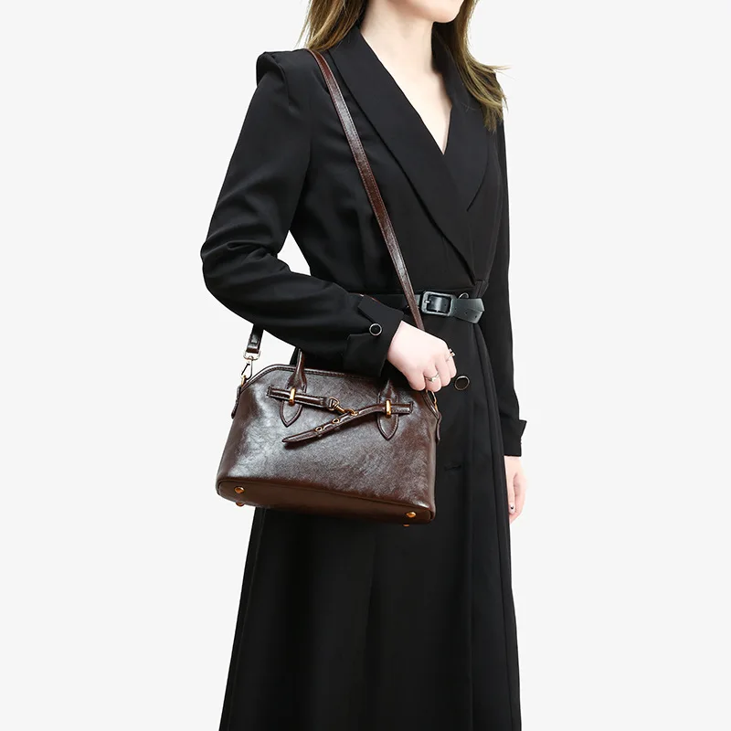 Leather Female Shoulder Bags Fashion Ladies Tote Bags Retro Women Boston Handbags