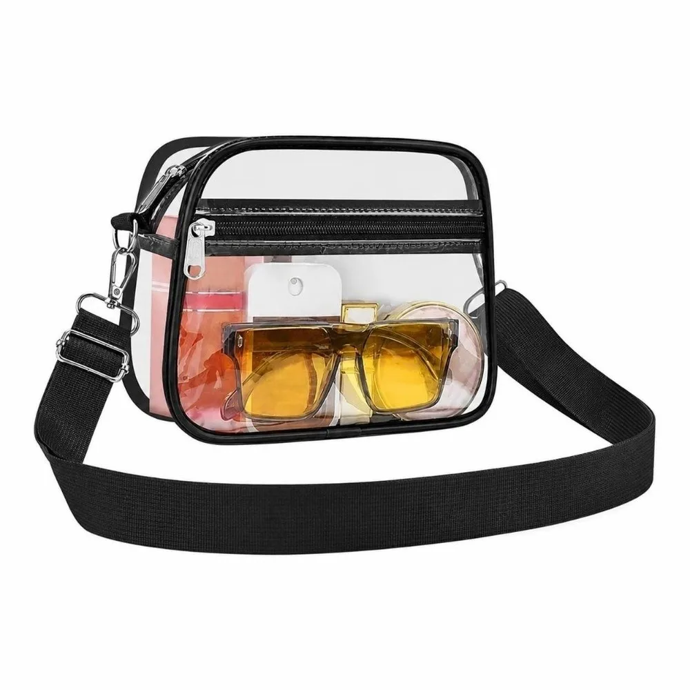Practical Double-deck Clear Crossbody Bag PVC Waterproof Transparent Shoulder Bag Storage Bag Stadium Events