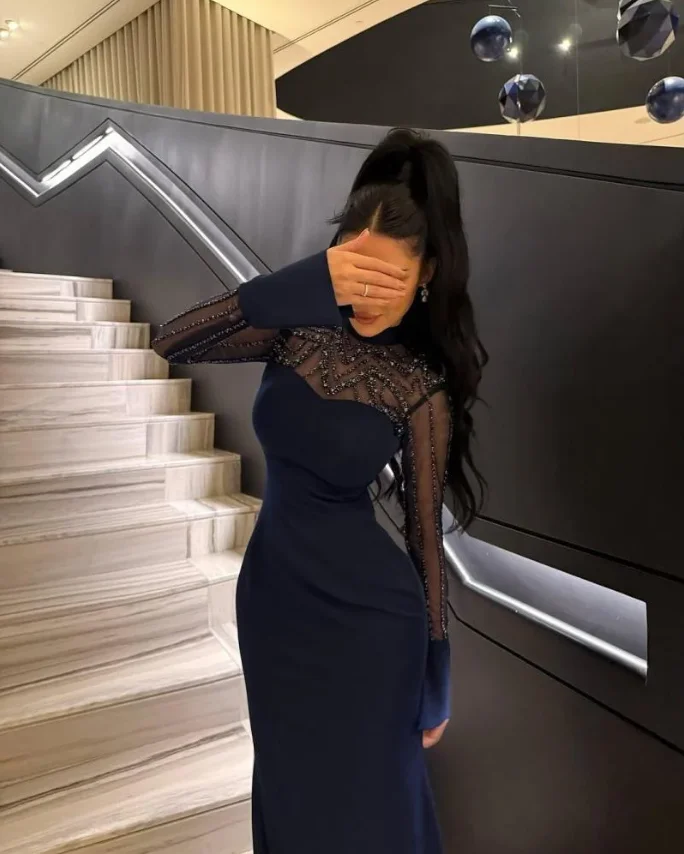 Arabische Nacht Elegante Avondjurken Zwart Prom Jassen Vloerlengte Zeemeermin Feestjurken Aangepaste Vestidos de noche 2025