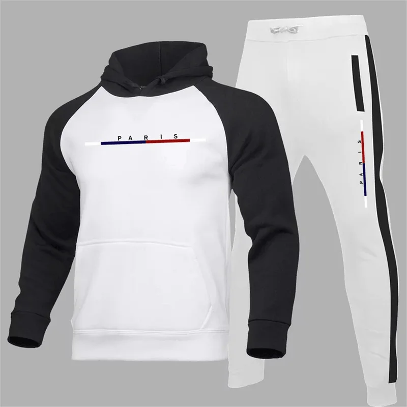 Blank Tracksuit Men's Sets Hoodie and Pants High Quality Fashion Graphic Patchwork Outdoor Jogging Sportswear Man Clothing Suit