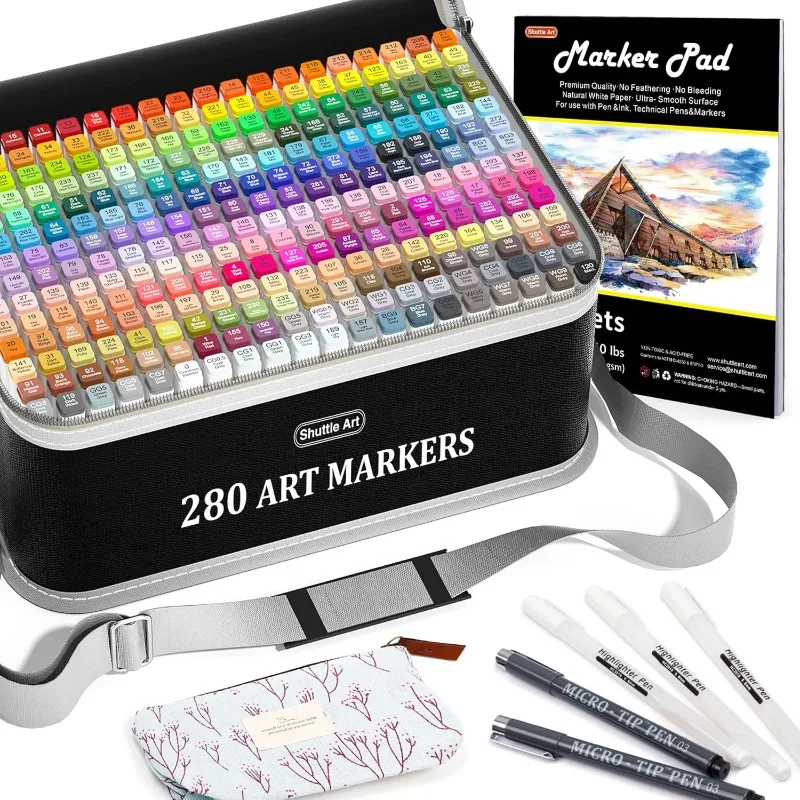 280 color double-ended alcohol-based art markers, 279 color permanent markers plus colorless mixing pens