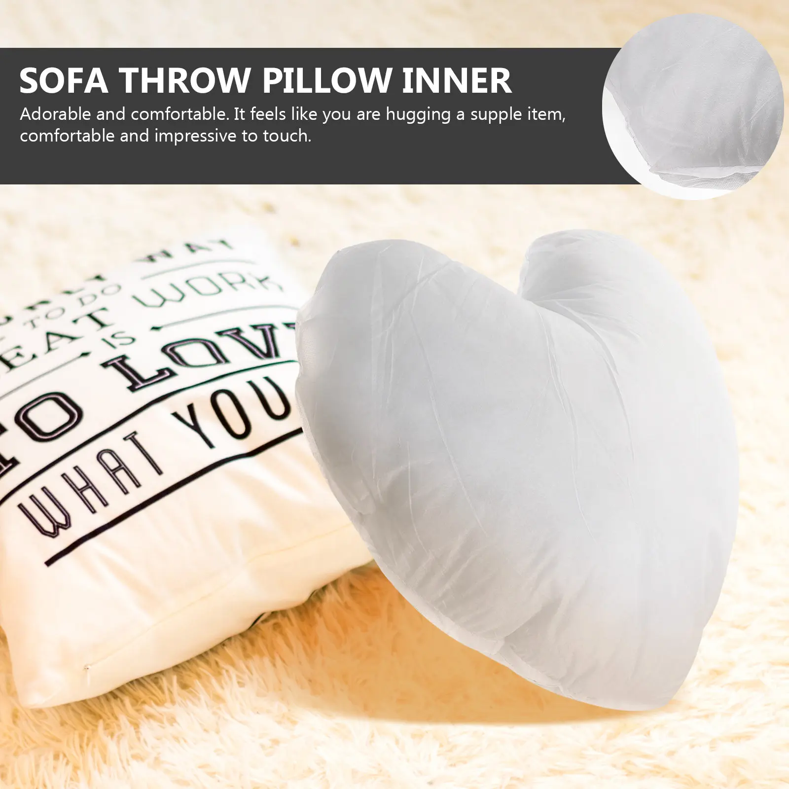 Heart Shaped Pillow Insert Lightweight Exquisite Workmanship Comfortable Touch Decorative Throw Pillow Stuffer for Coffee Shop