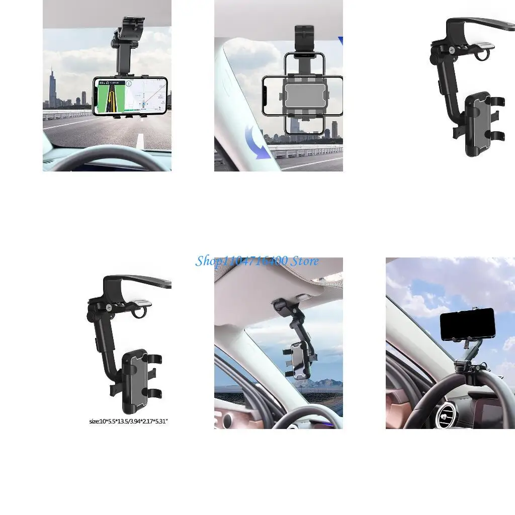 

y1gd Car Phone Holder Mount Hands Easy Clamp Rearview Mirror Headrest Holder