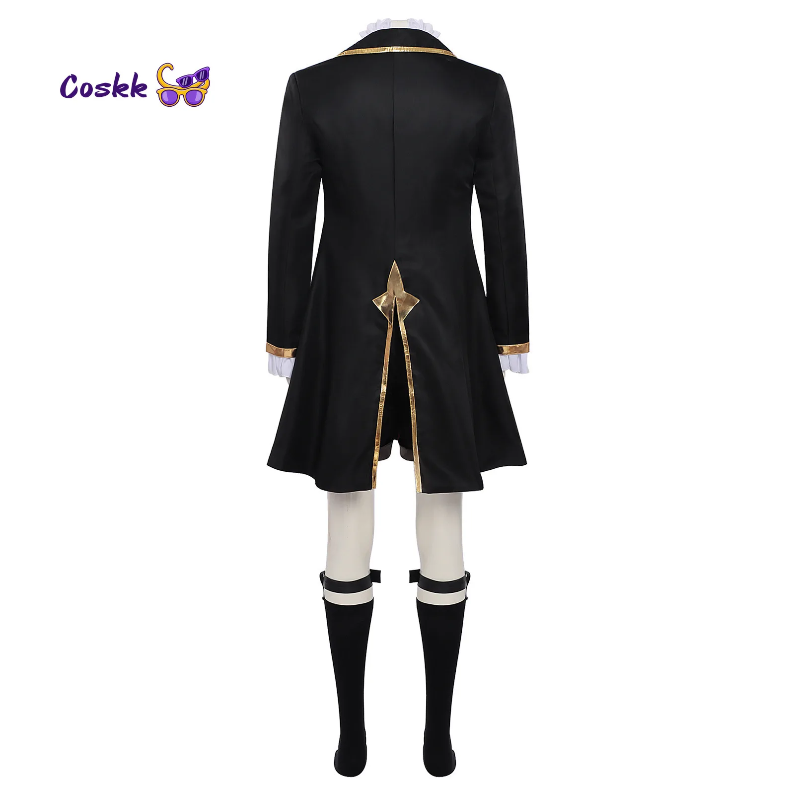Dragon Raja Lu Mingze Cosplay Costume Black Tailcoat With Gold Trim Ruffled Shirt Vest Shorts Halloween Game Outfit view 4