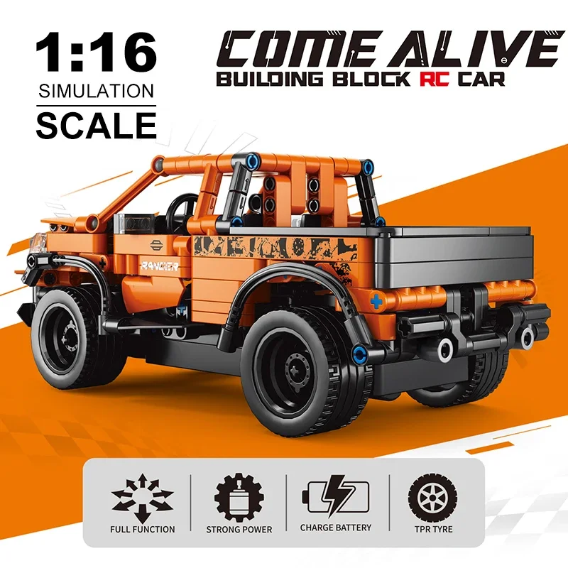 439pcs RC Car DIY Orange Off road vehicle Speed Building Blocks Car Toy Assembly Technic Brick Model for Kids boys Birthday Gift