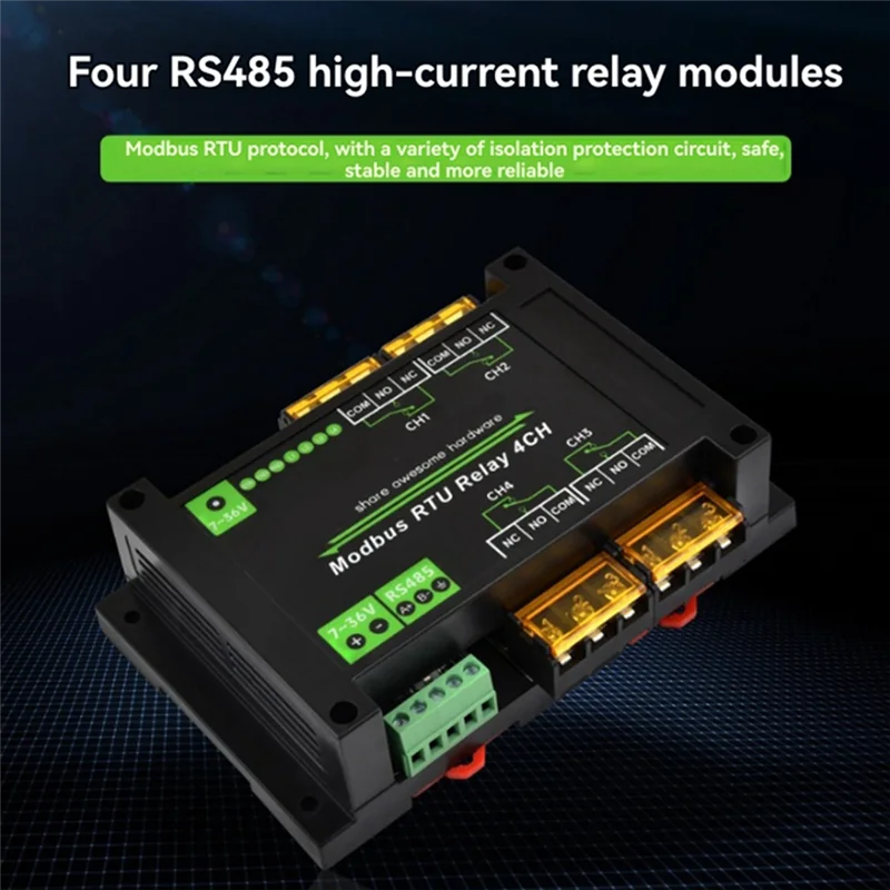 

FEDI-DIN-Rail 4-канальный релейный модуль Протокол Modbus RTU RS485 Сильноточный релейный модуль Различная схема защиты изоляции