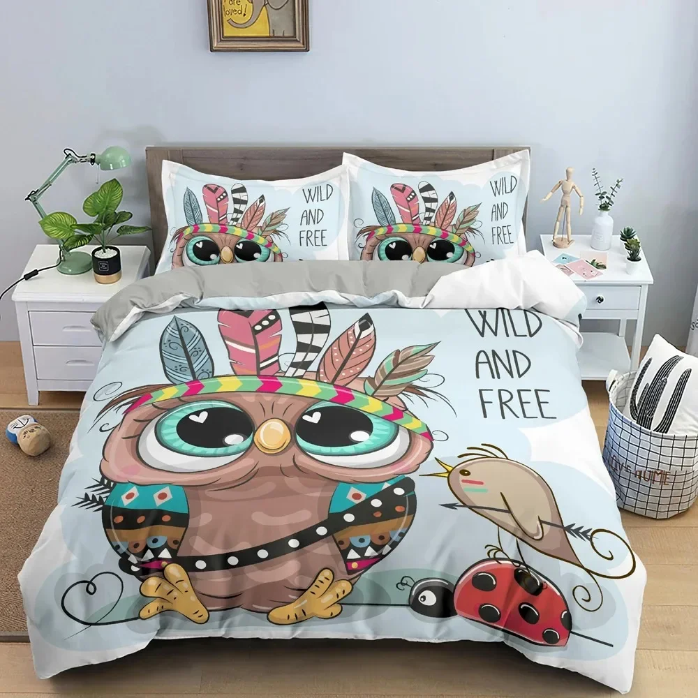 

Cartoon Owl Bedding Set Boys Girls Twin Queen Size Duvet Cover Pillowcase Bed Kids Adult Fashion Home Textileextile