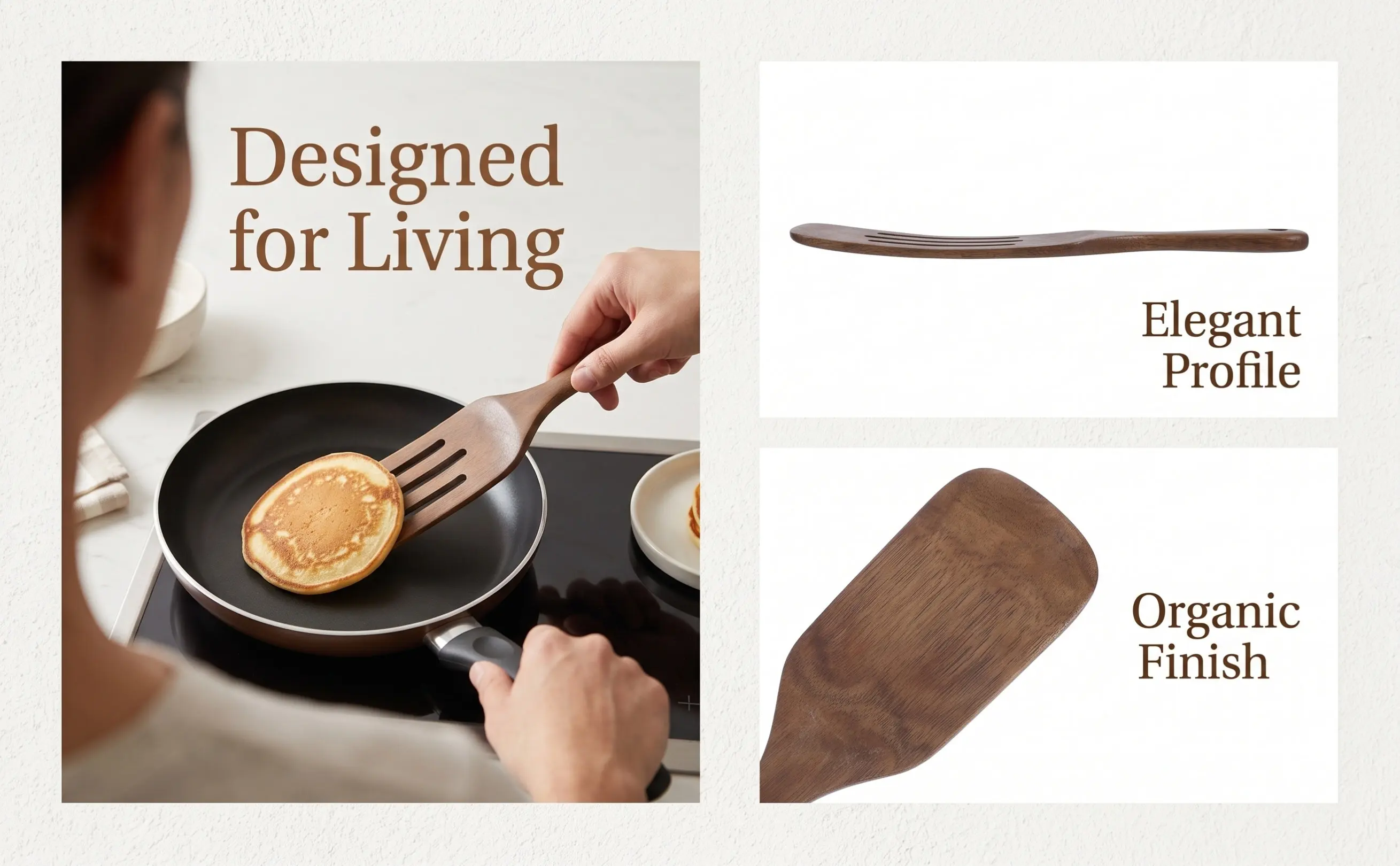 Wooden Kitchen Slotted Spurtle Long Handle Ergonomic Cooking Stirring Mixing Serving Spatula Non-Stick Cookware Compatible