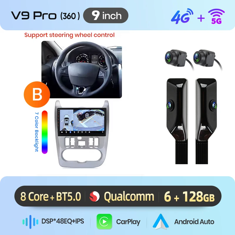 Junsun Android Auto autoradio voor Renault Logan 1 Sandero 2009 2010 2011-2013 Multimedia draadloze CarPlay SWC GPS navigatie RDS DSP