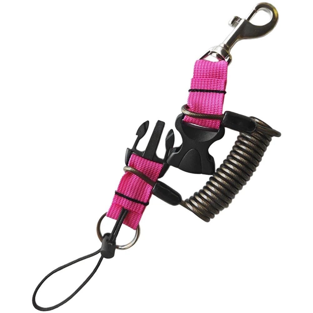 Retractable 304 SS Spring Rope 1.2m PU Coated for Diving Fishing Camera Gear Safety Cord 360 Rotating Hook Thickened O Ring