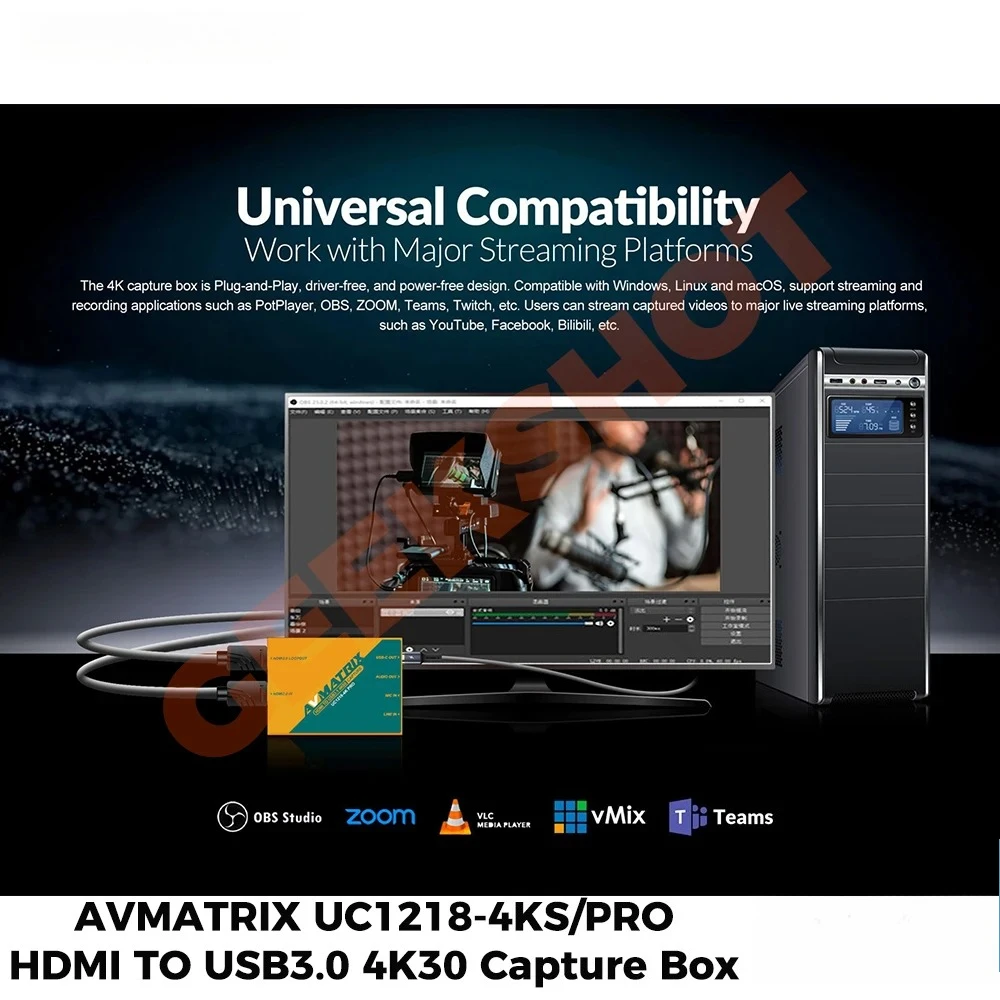 

AVMATRIX UC1218-4KS/PRO 4K30 HDMI Video Capture Card USB 3.0 for Streaming - Windows, macOS, Linux, OBS, Zoom, Teams, Vmix