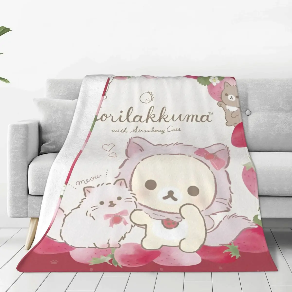 Rilakkuma Cartoon Blanket Warm Comfortable Plush Throw Blanket For Bedroom Travel Office Flannel Bedspread Bed Cover