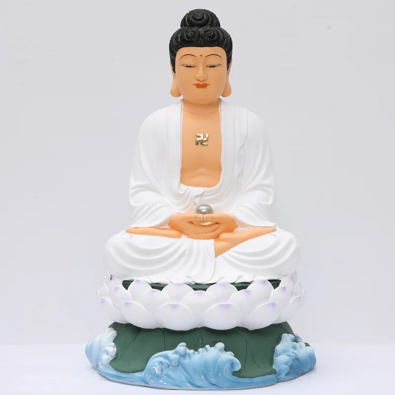 Imagem -05 - Banhado a Ouro Sakyamuni Buddha Estátua Resina Plain Coat Home Decor Amitabha Farmacêutico Chinês