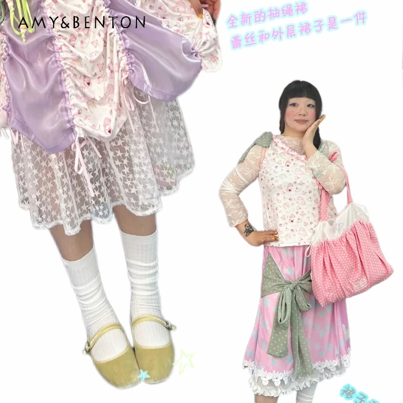 

Новая женская юбка 2026 года: Оригинальный дизайн, милый и стильный образ, омолаживающий эффект, Y2K, универсальная, с эластичной талией, двусторонняя, можно носить как верхнюю одежду, для девушек