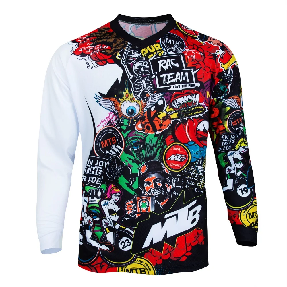 Professional MTB Cycling Jersey Men's Long Sleeve Breathable Quick-Dry Outdoor Off-Road Biking Competition Training Top view 2