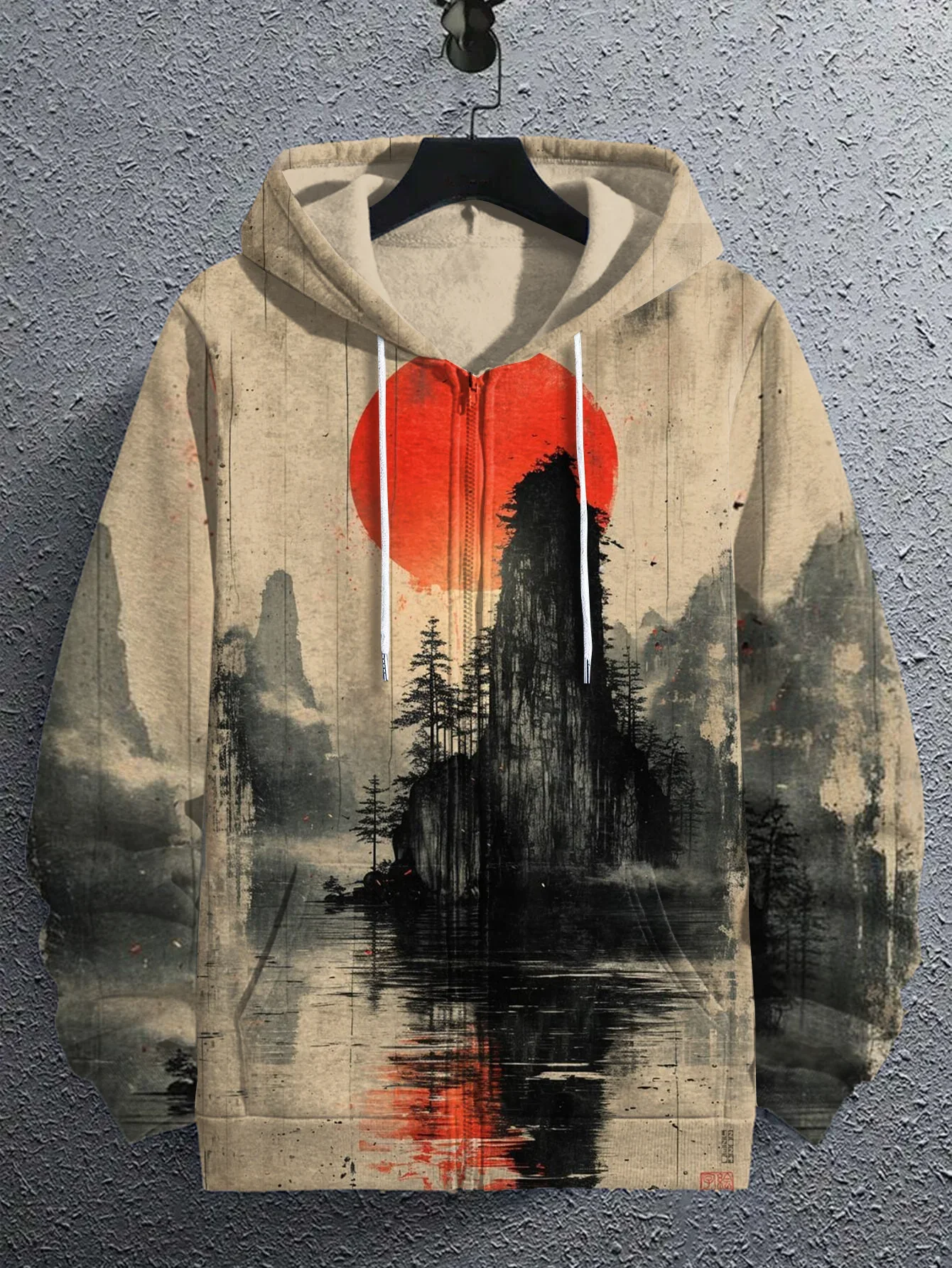 Landscape Painting 3D Print Zipper Hoodies Men's Women Street Casual Hooded Sweatshirts Oversized Tracksuit Coat Man Clothing