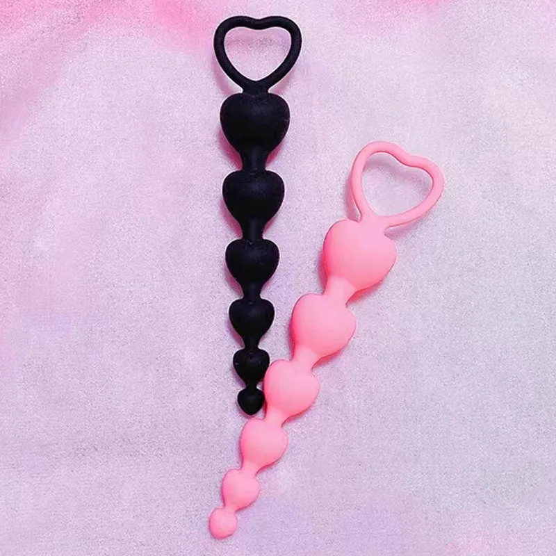 

Soft Silicone Anal Beads Long Butt Plugs Ass Massage Heart Shape Anal Plug Dilator Adult Sexual Games Sex Toys for Gay Men Women