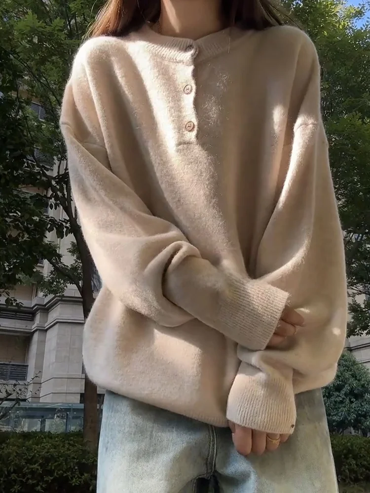 

Laid-ba вязаный свитер мужской Sle Autumn Cleanfit Ne Heavyweight Couple Base irt Soft Loose Fit Long Sve