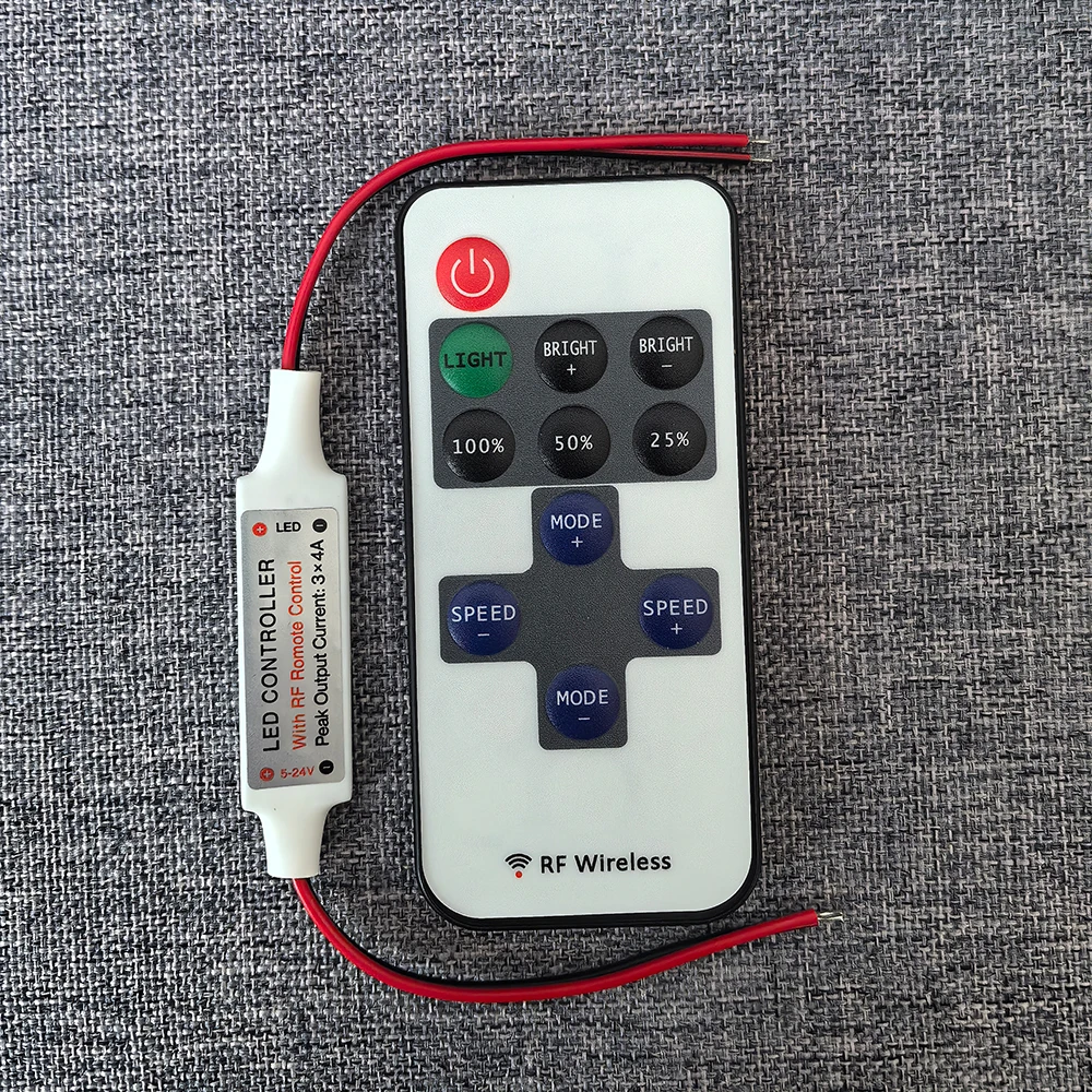 Mini LED Single Color Dimmer RF Wireless Remote Controller 11Keys DC5V 12V 24V 6A For SMD COB 5050 2835 3014 LED Strips Lights