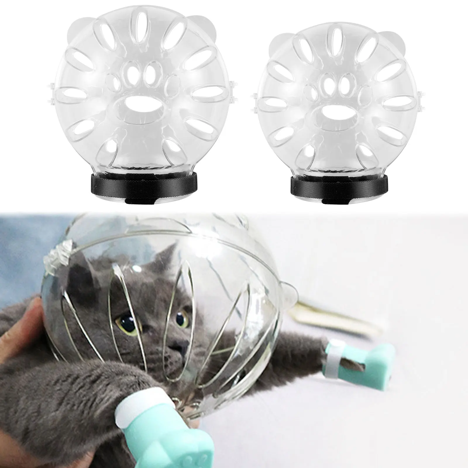 Cat Muzzle Boots Set Anti Bite Breathable Space Hood Clear Cats Helmet with Paw Cover Portable Astronaut Helmet for Grooming