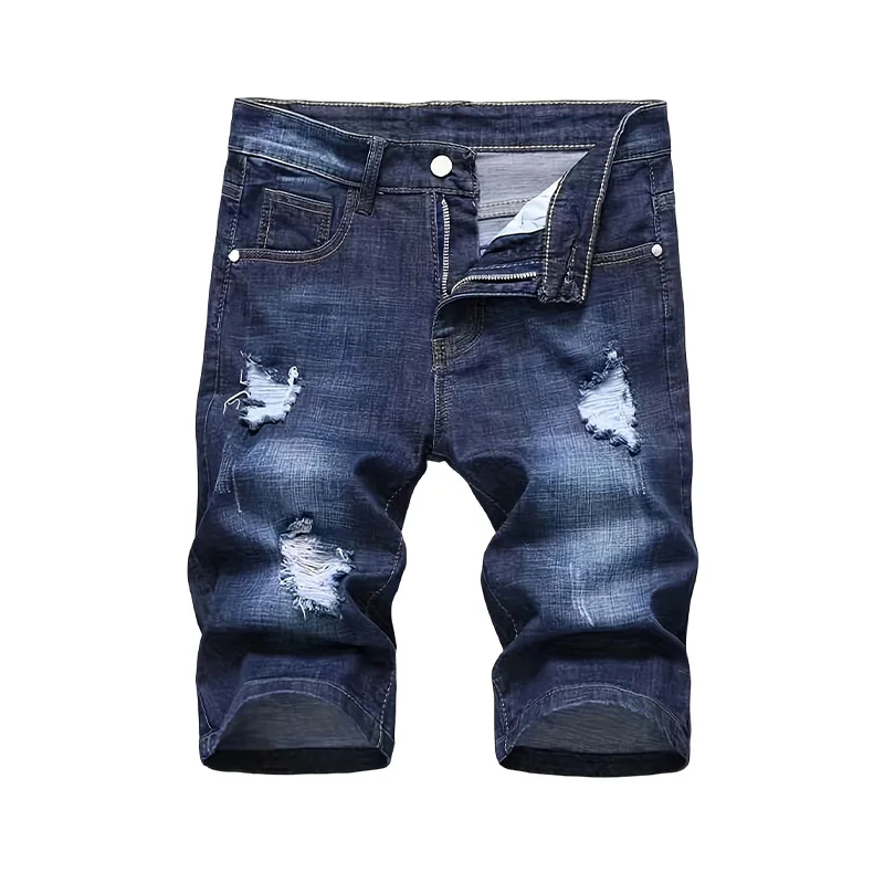 European and American Casual Jeans Men's 2026 New Personalized Scratched Denim Shorts