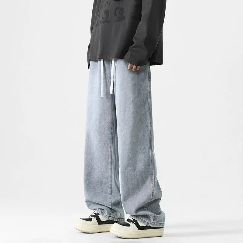 

Men's Jeans Autumn American Style Pants Casual Straight Leg Pants Comfortable Pants Blue Trendy Brand High Street Wide Leg Pants