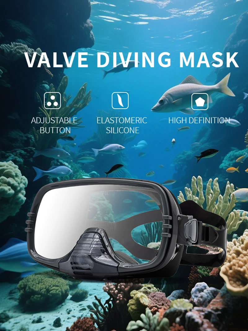 ドレンバルブ付きの新しい大型フレームダイビングマスク | H - Silicone Mask Bracket のレビューと価格
