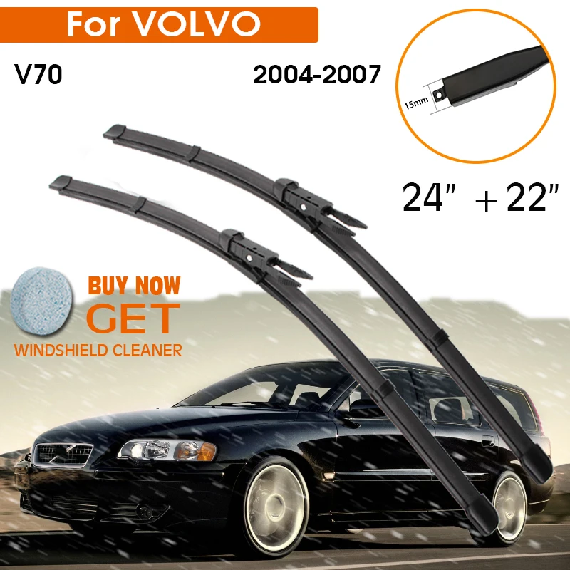 

Car Wiper Blade For Volvo V70 2004-2007 Windshield Rubber Silicon Refill Front Window Wiper 24"+22" LHD RHD Auto Accessorie