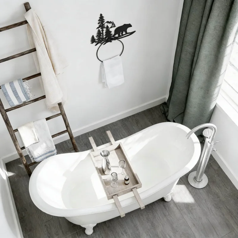 

Матовая черная круглая вешалка для полотенец из космического алюминия, настенная, для ванной комнаты и кухни, держатель для ручных полотенец, органайзер для хранения в ванной.