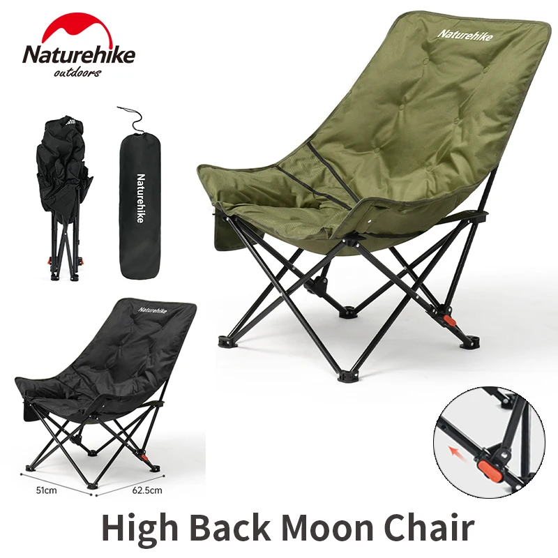 

Naturehike High Backrest Chair Outdoor Camping Hiking Fishing Folding Adjustable Cotton Widen Moon Chair Portable Lazy Recliner