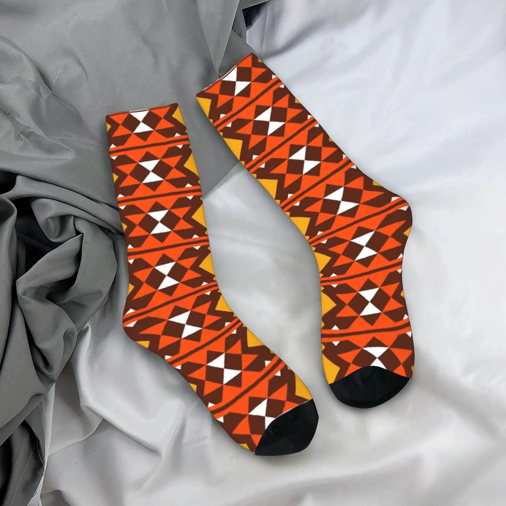 Earthy Kenya Abstract Ornament Tile Stockings  Funny Socks Men's Warm Soft Socks Winter Skateboard Non-Slip Socks Gift Idea