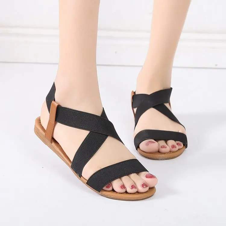 Comfort Shoes for Women Large Size Roman Sandals Summer Heels Open Toe Suit Female Beige Big Gladiator Girls Peep Black Low Fash