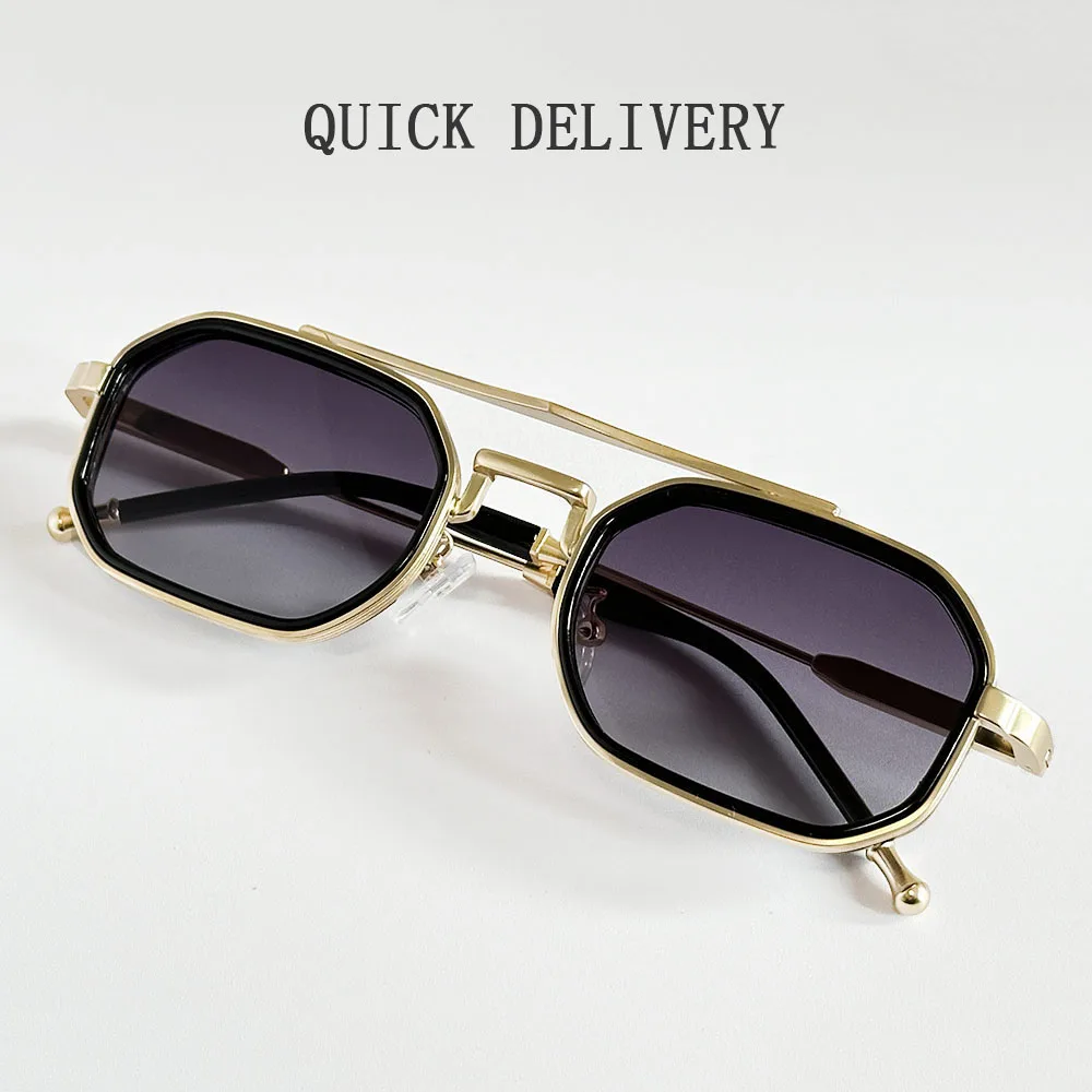 Kwadratowe punkowe okulary przeciwsłoneczne dla mężczyzn luksusowe Vintage okulary przeciwsłoneczne w stylu steampunk kobiety modne modne okulary Dropshipping Gafas De Sol Hombre — zdjęcie 6