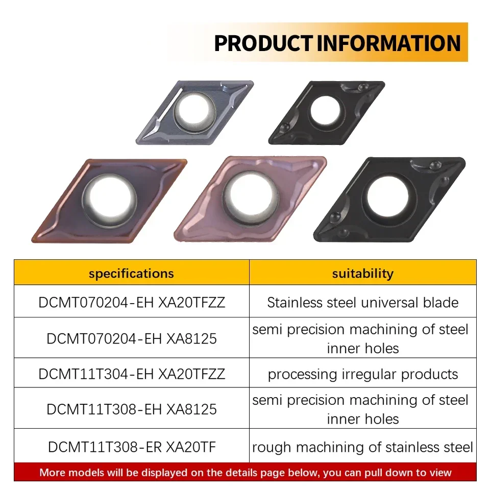 ExactBit DCMT070204 DCMT11T304 DCMT11T308 Turning Insert DCMT Carbide Inserts CNC Lathe Blade For Stainless Steel Lathe Cutter