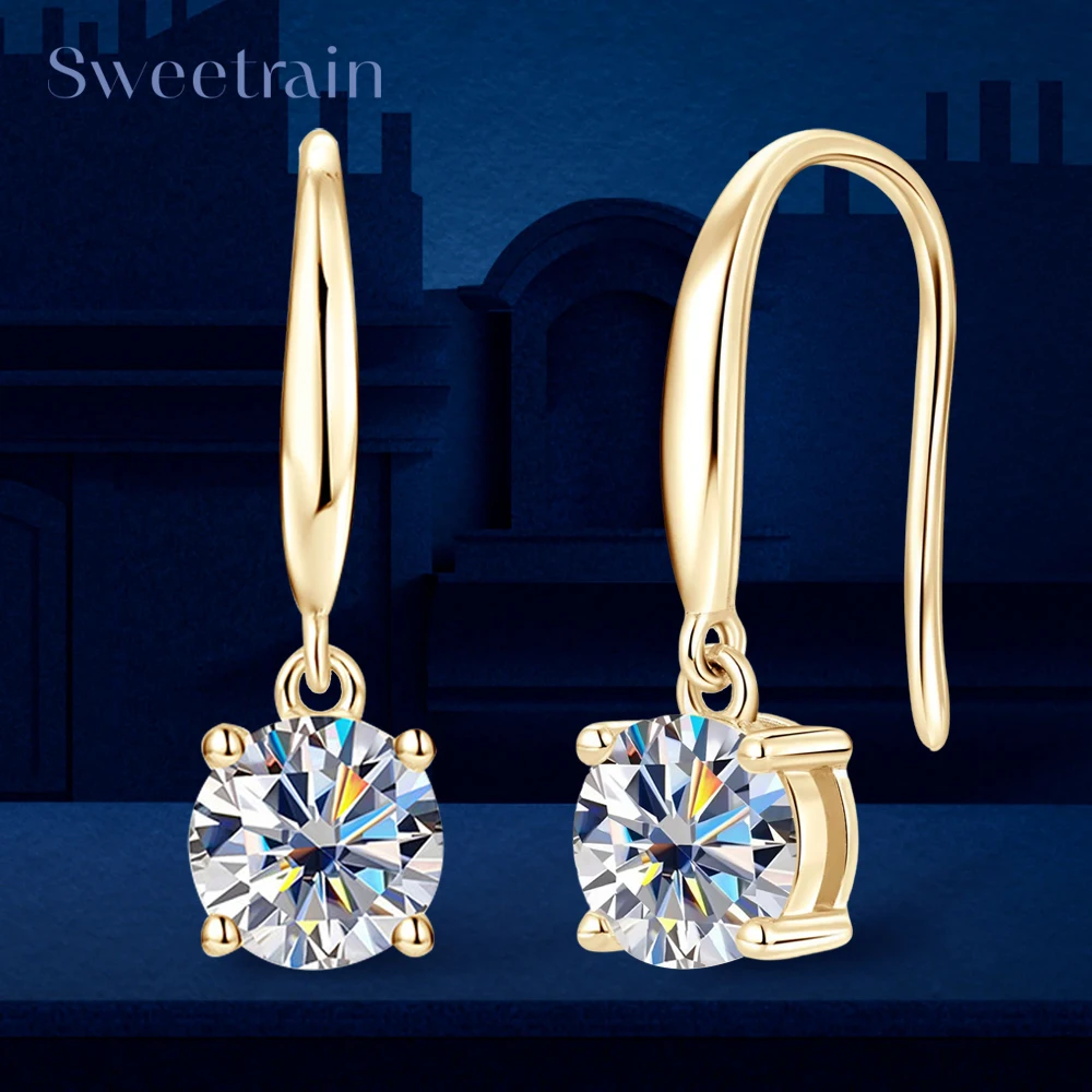 

Sweetrain 1CT Moissanite Dangle Earrings for Women 925 Sterling Silver Sparkling Brilliant Cut Diamond Drop Earring Fine Jewelry
