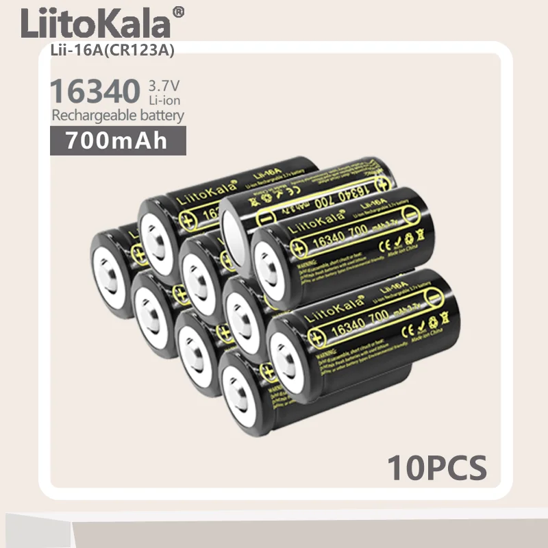 10PCS LiitoKala CR123A CR 123 123A A123 CR17345 16340 3V Lithum Battery For Camera Electric Toys Flashlights Shaver Water Meter