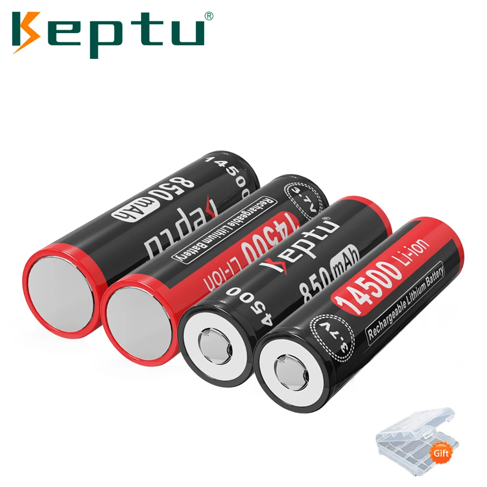 KEPTU 14500 battery 3.7V AA 14500 850mAh real capacity li-ion 14500 battery for electric toothbrush, razor, barber battery