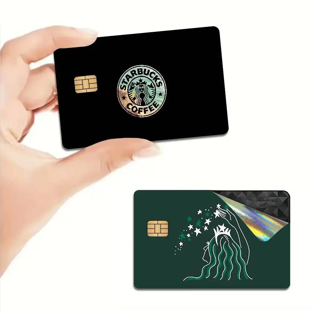Cool S-Starbucks LOGO Anime Cartoon Bear Skin Sticker Film Tape Case for Big Credit Debit Card Front Side