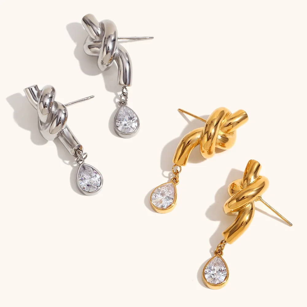 

Fashionable Simple Twist Shape Design Jewelry Earrings Stainless Steel 18k PVD Gold-plated Waterproof Non-fading Ear Studs