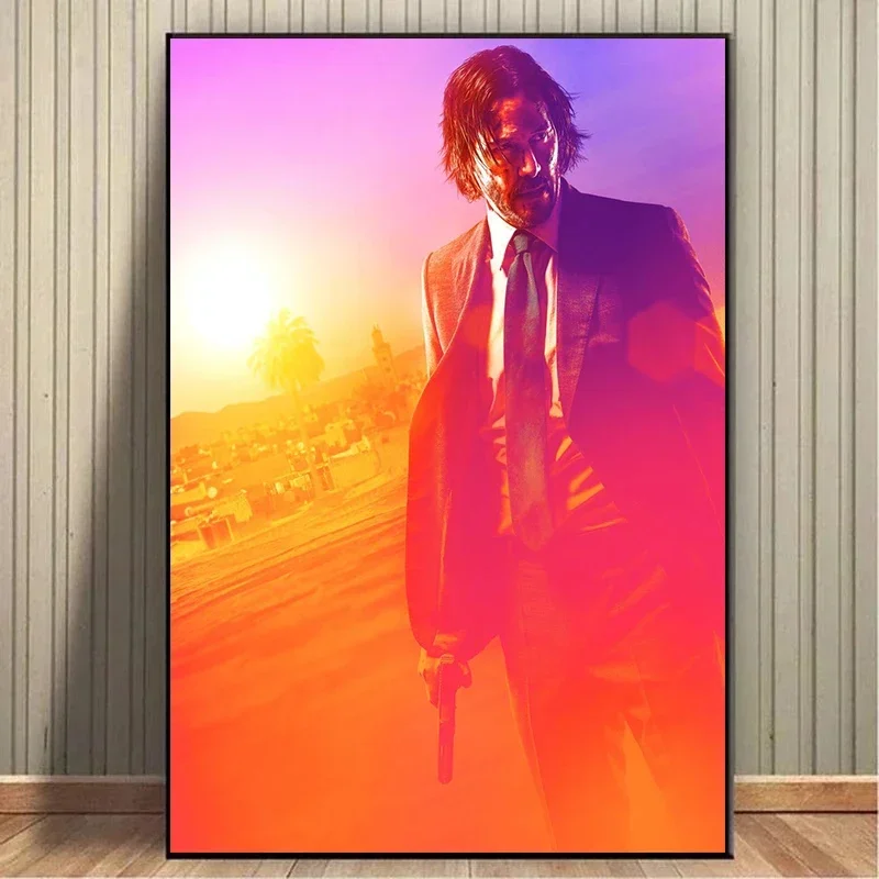 قماش اللوحة طباعة جون ويك المشارك سلسلة الأفلام الكلاسيكية شخصية جدار صورة فنية لغرفة المعيشة ديكور المنزل كوادروس #4